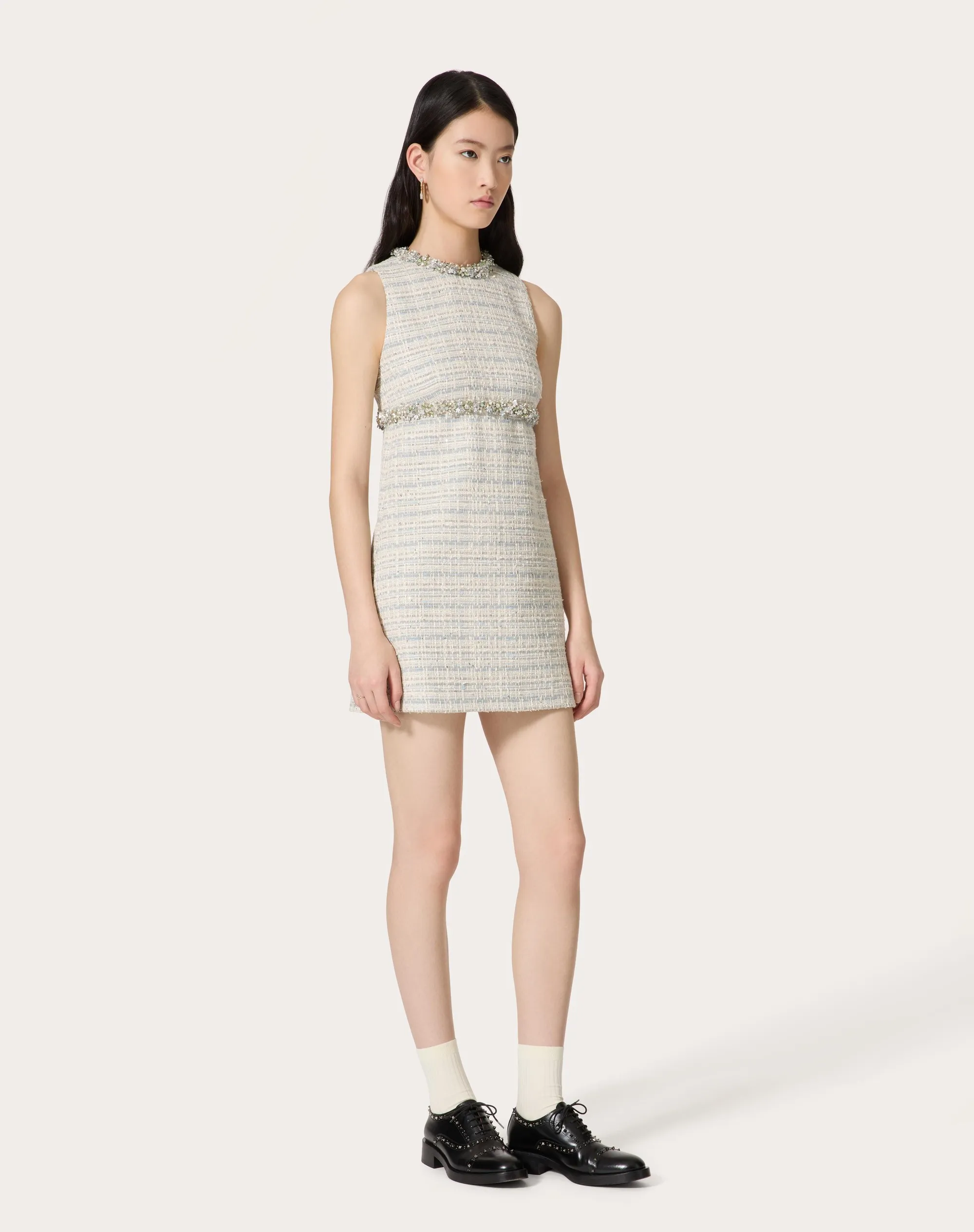 ABITO CORTO IN DELICATE TWEED RICAMATO