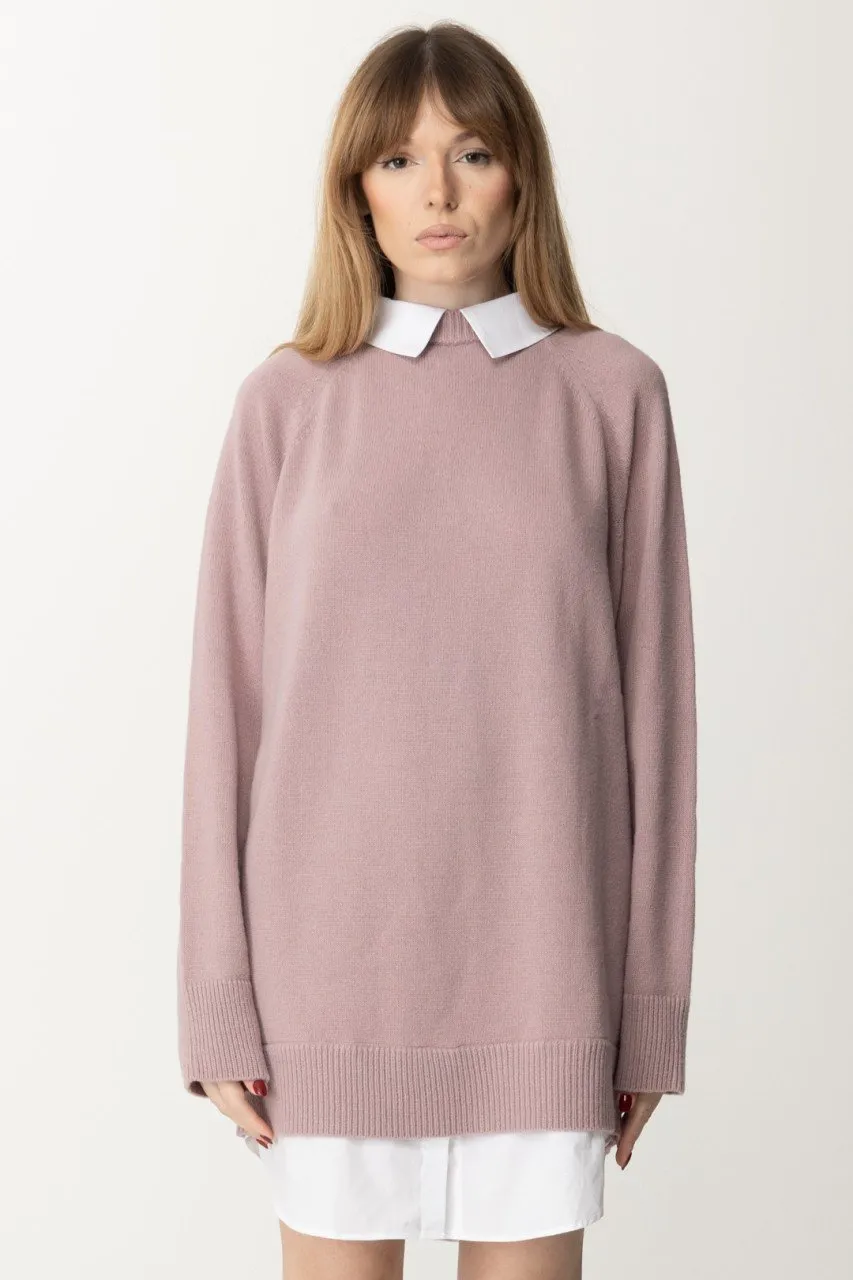 Abito in lana con inserti popeline BERRY