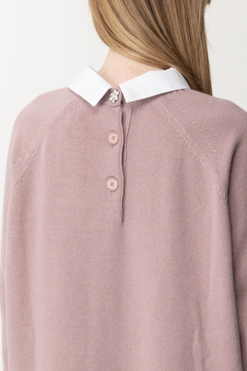 Abito in lana con inserti popeline BERRY