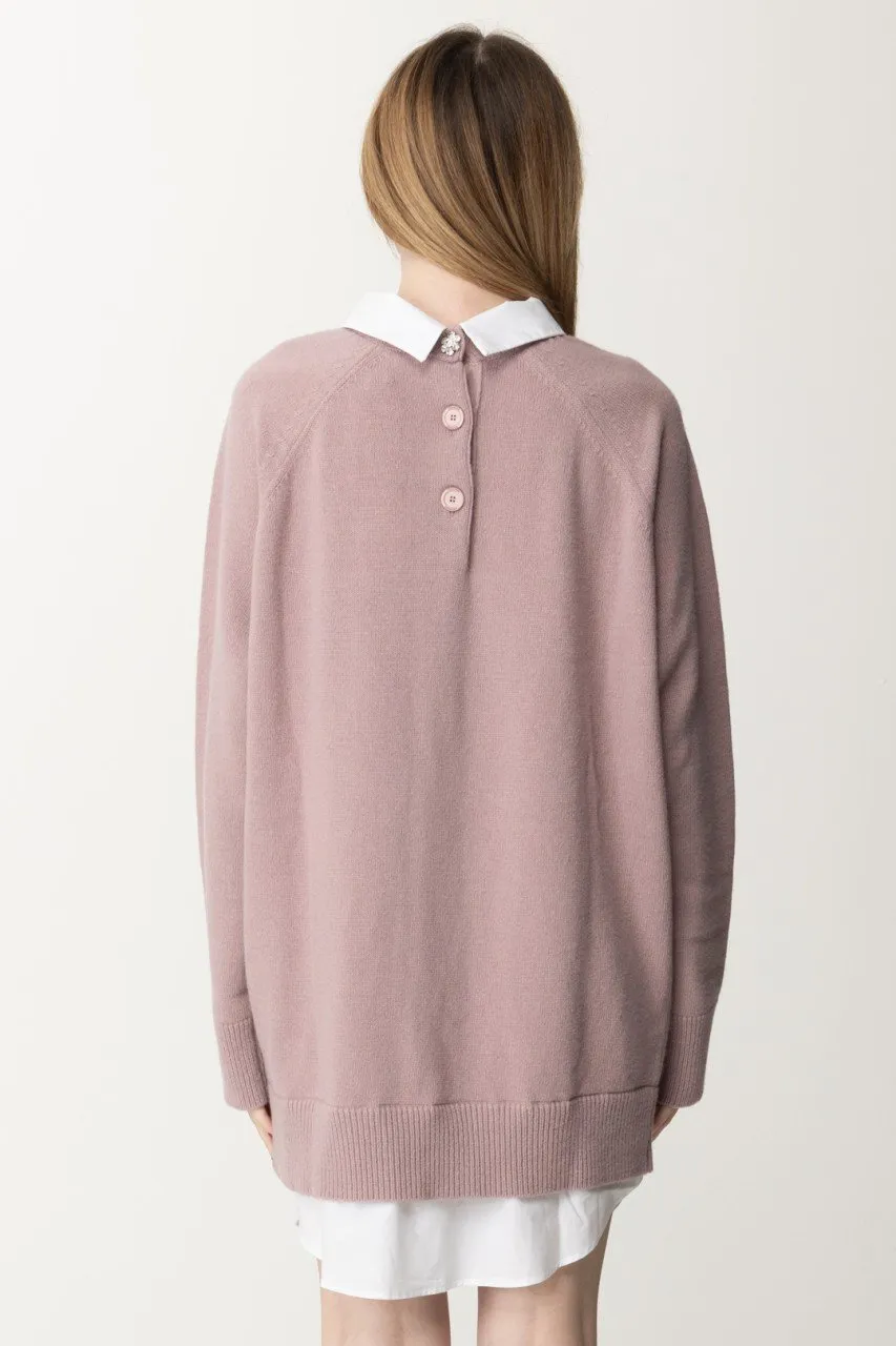 Abito in lana con inserti popeline BERRY