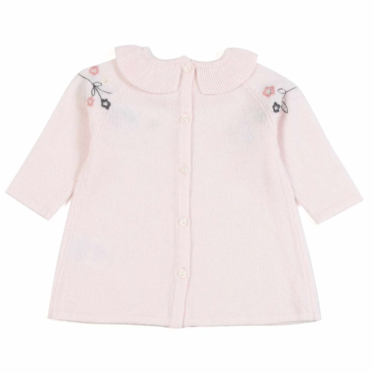 Abito Misto Lana Rosa Pallido Con Leggings Neonata