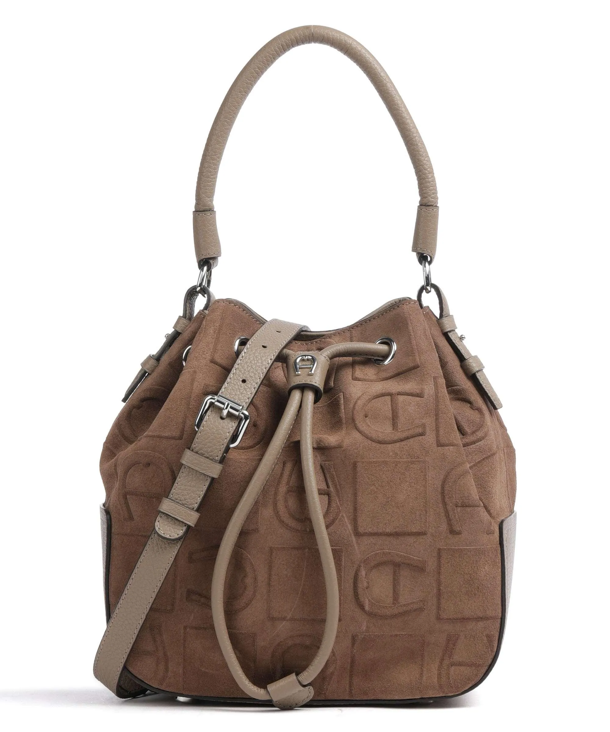  Aigner Estella M Borsa a secchiello pelle scamosciata taupe  