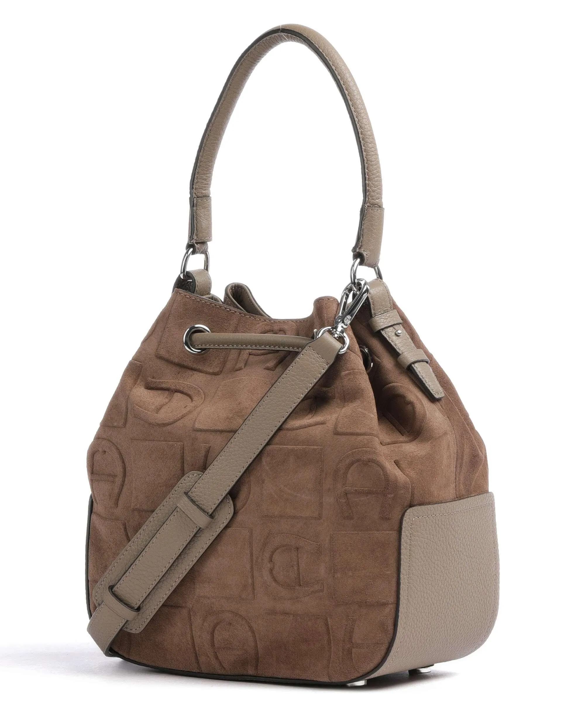  Aigner Estella M Borsa a secchiello pelle scamosciata taupe  
