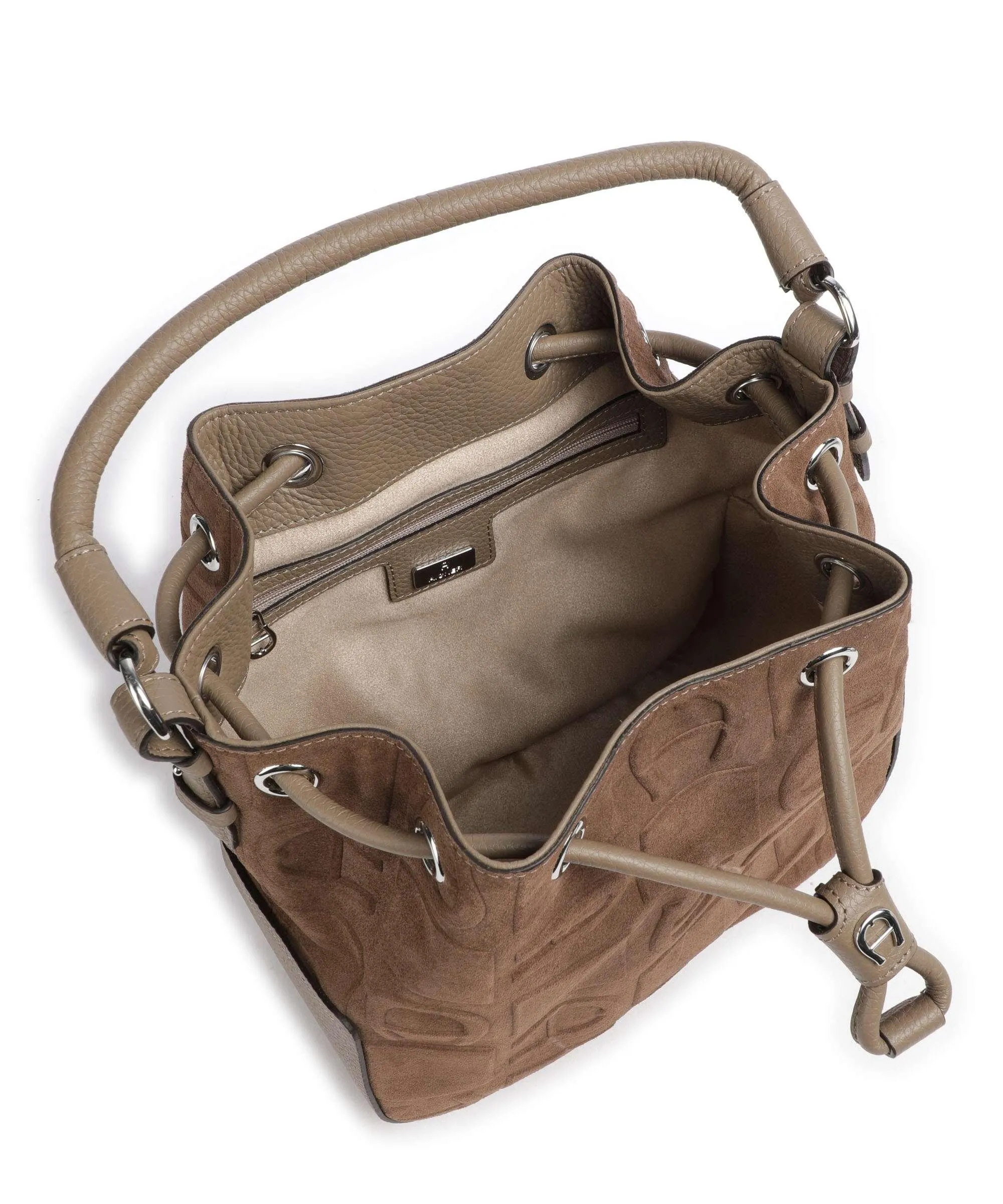  Aigner Estella M Borsa a secchiello pelle scamosciata taupe  