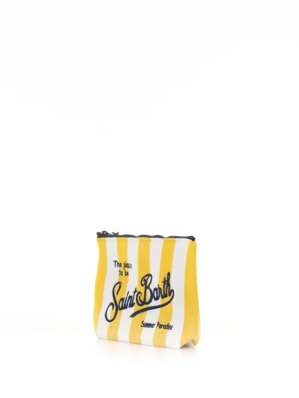 Aline Terry clutch bag with white yellow stripes