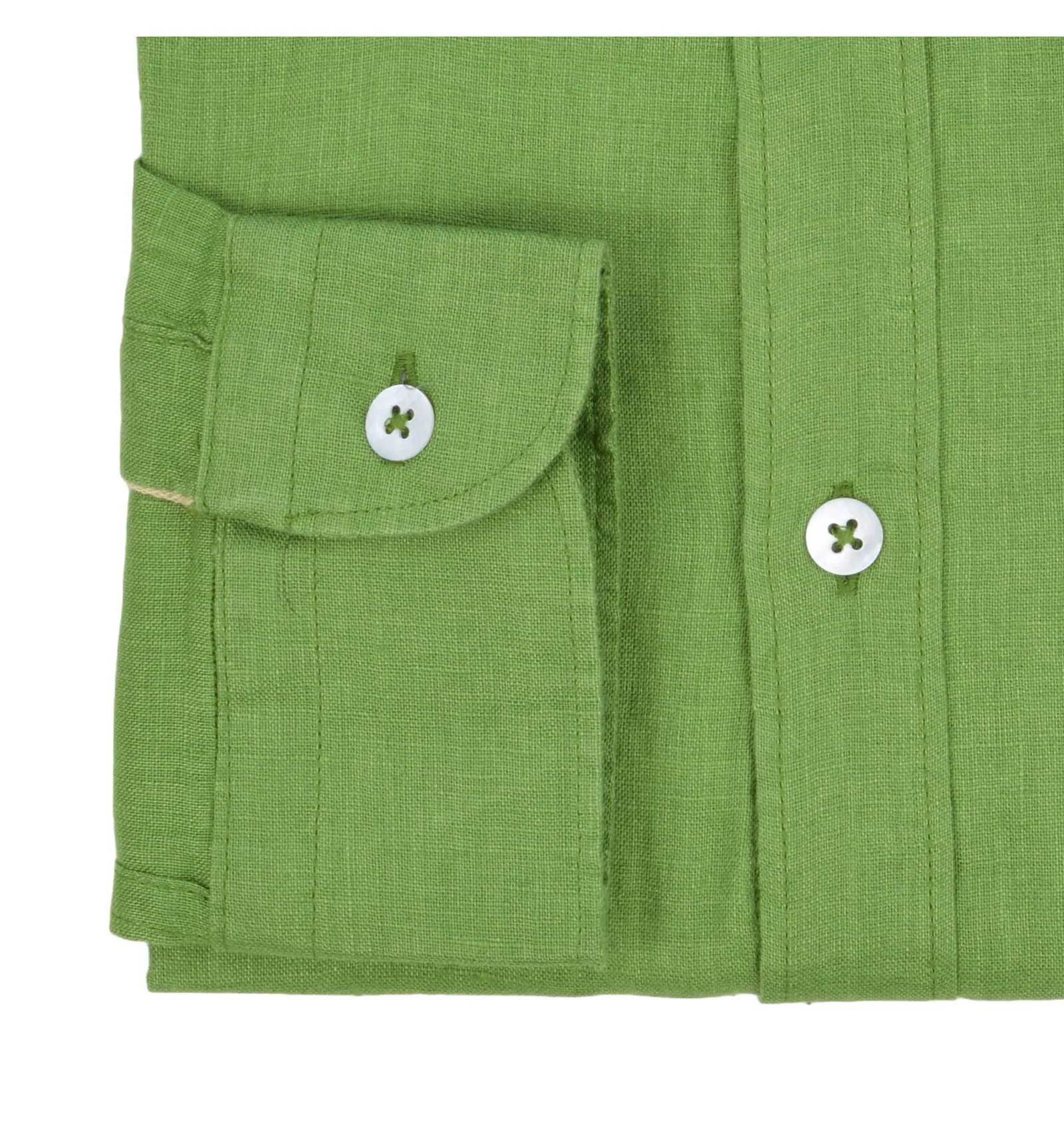 ALLEY DOCKS 963 uomo camicia verde 100% lino AU24S02CA PESTO GREEN