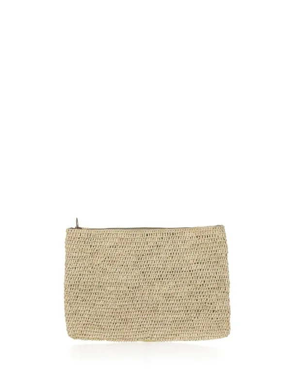 Ampy clutch bag in beige raffia