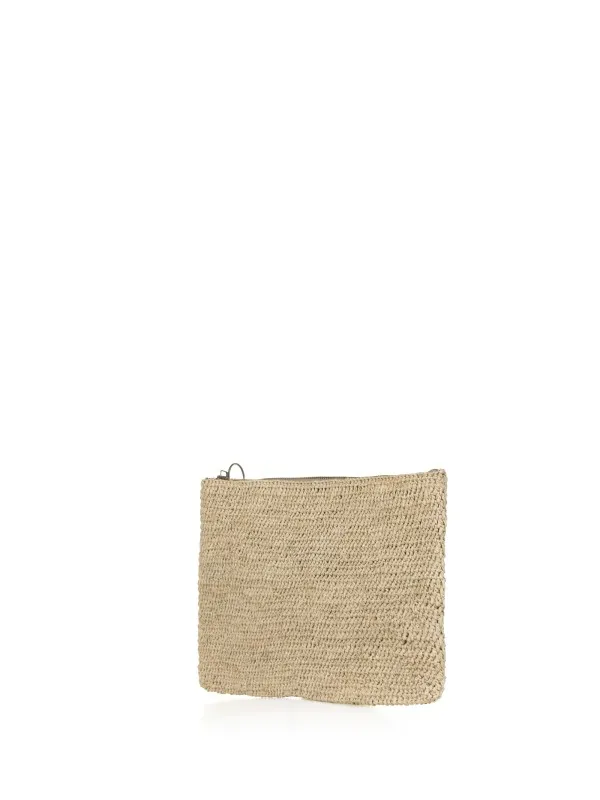 Ampy clutch bag in beige raffia