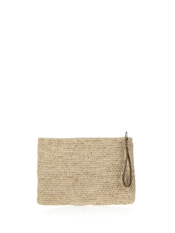 Ampy clutch bag in beige raffia
