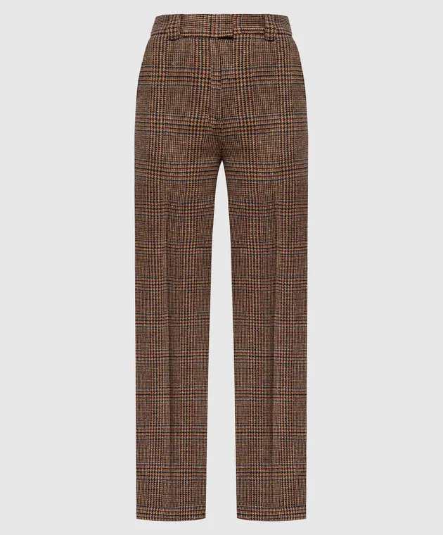 Ballantyne Pantaloni in lana a quadri marroni BLT154KWL02