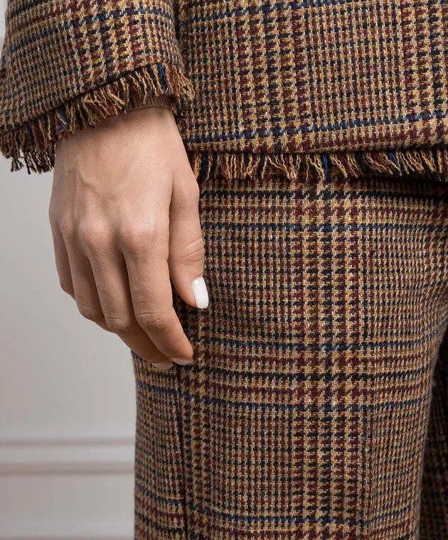 Ballantyne Pantaloni in lana a quadri marroni BLT154KWL02