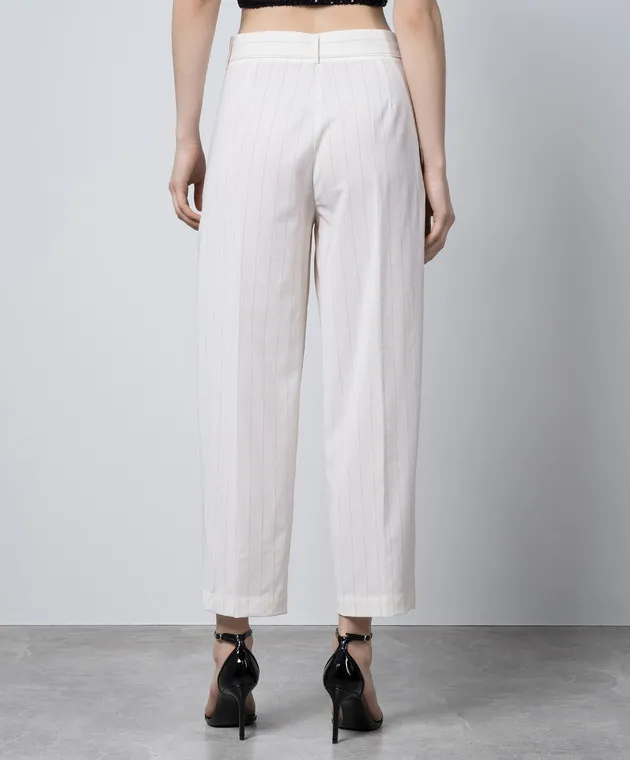 Ballantyne Pantaloni in lana a righe beige BLT175GWR01