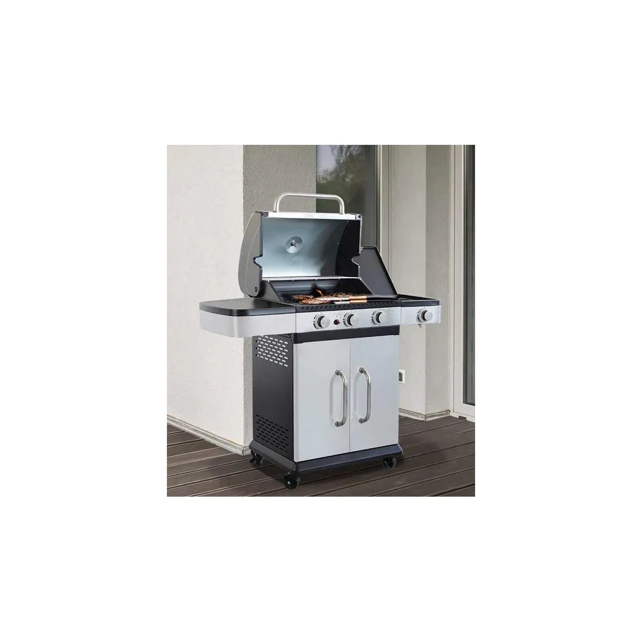 Barbecue da giardino a gas Cosma Davis 3 fuochi + 1 - BBQ in Acciaio Inox