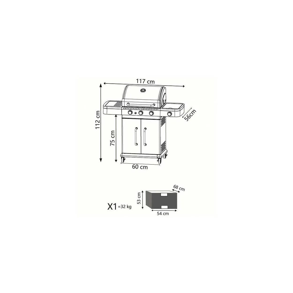 Barbecue da giardino a gas Cosma Davis 3 fuochi + 1 - BBQ in Acciaio Inox