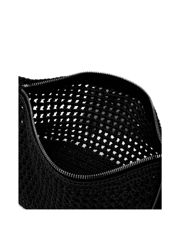 Black Victoria clutch bag in crochet fabric