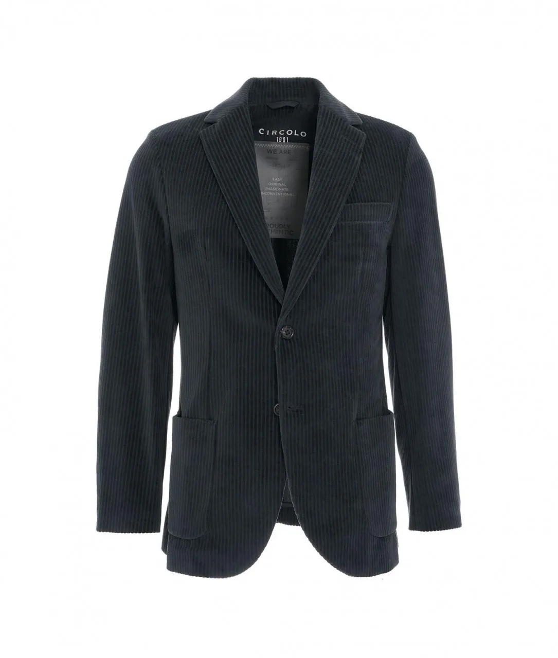 Blazer monopetto in velluto a coste blu scuro blu scuro