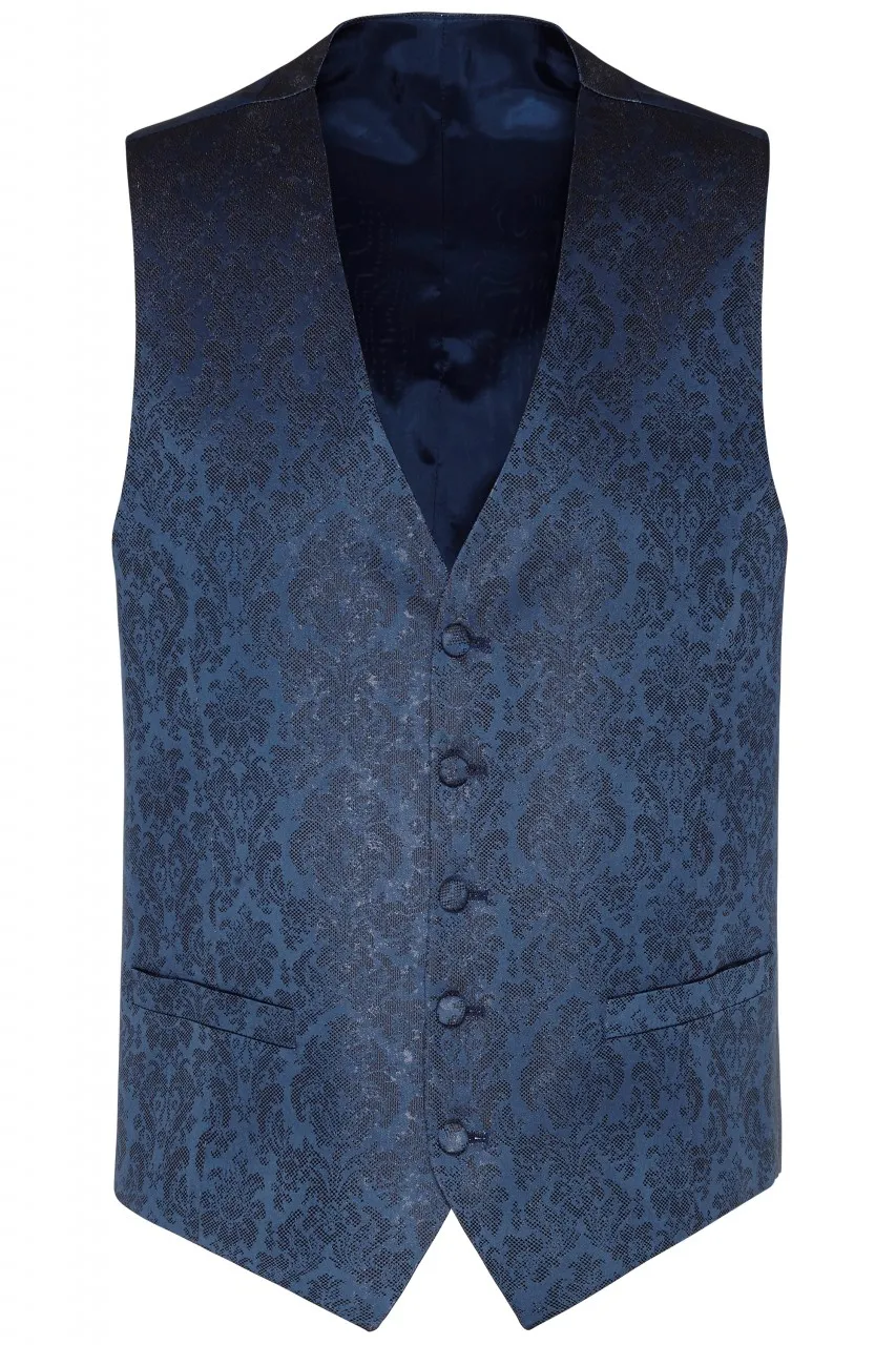 Blue waistcoat complete with tie and digel ceremonial handkerchief