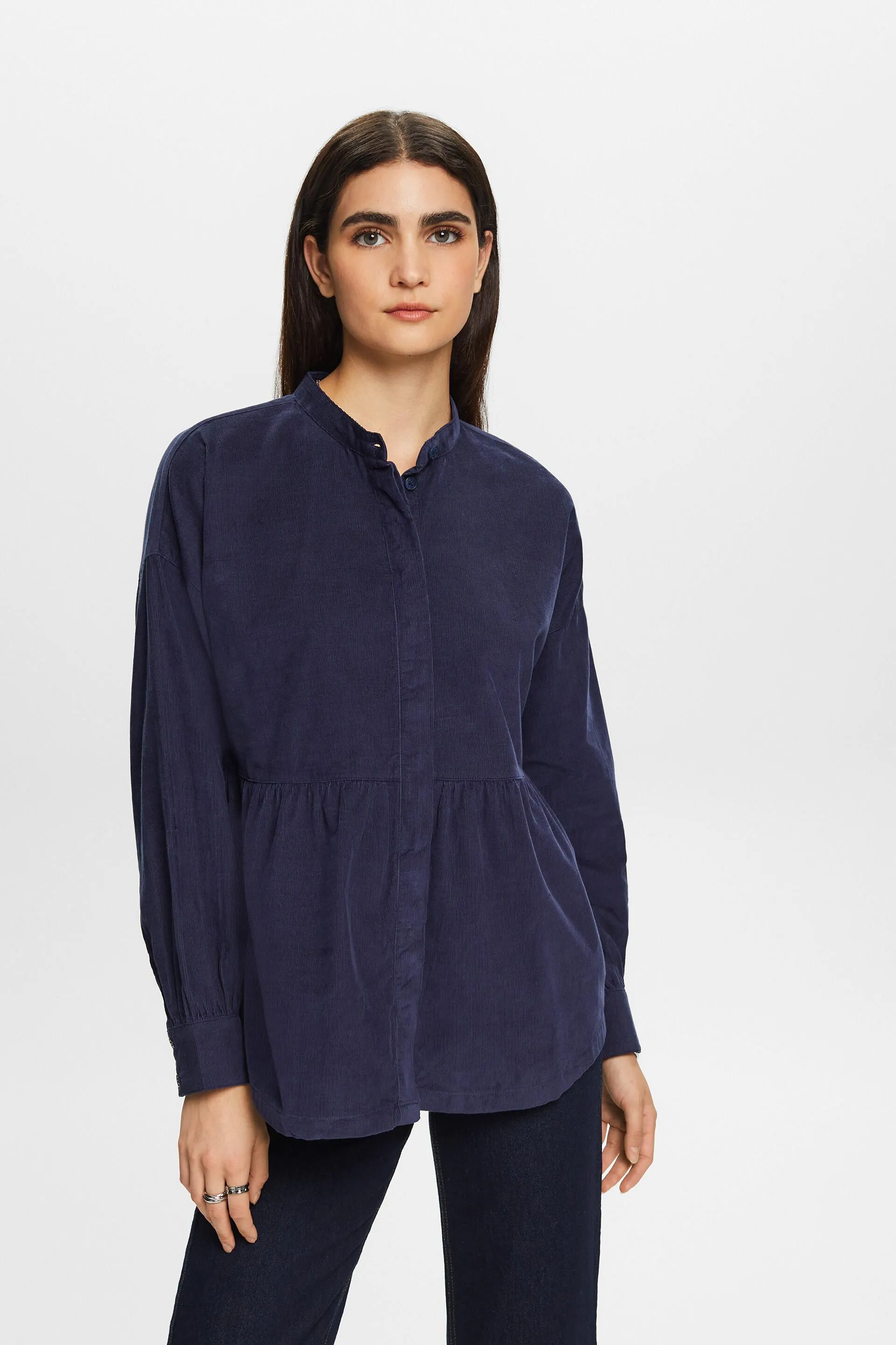 Blusa in velluto con balza