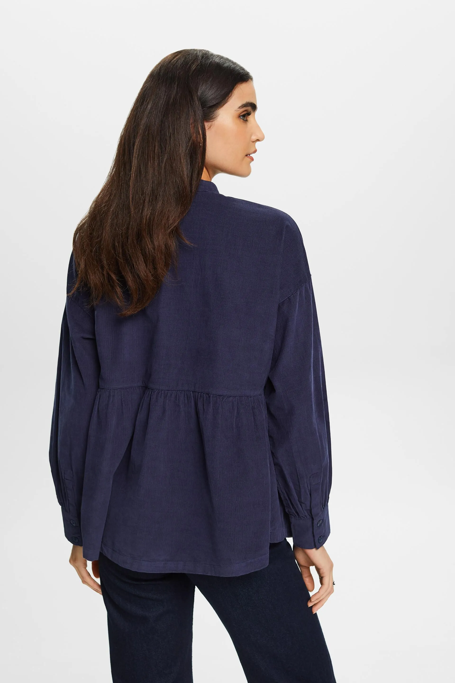 Blusa in velluto con balza