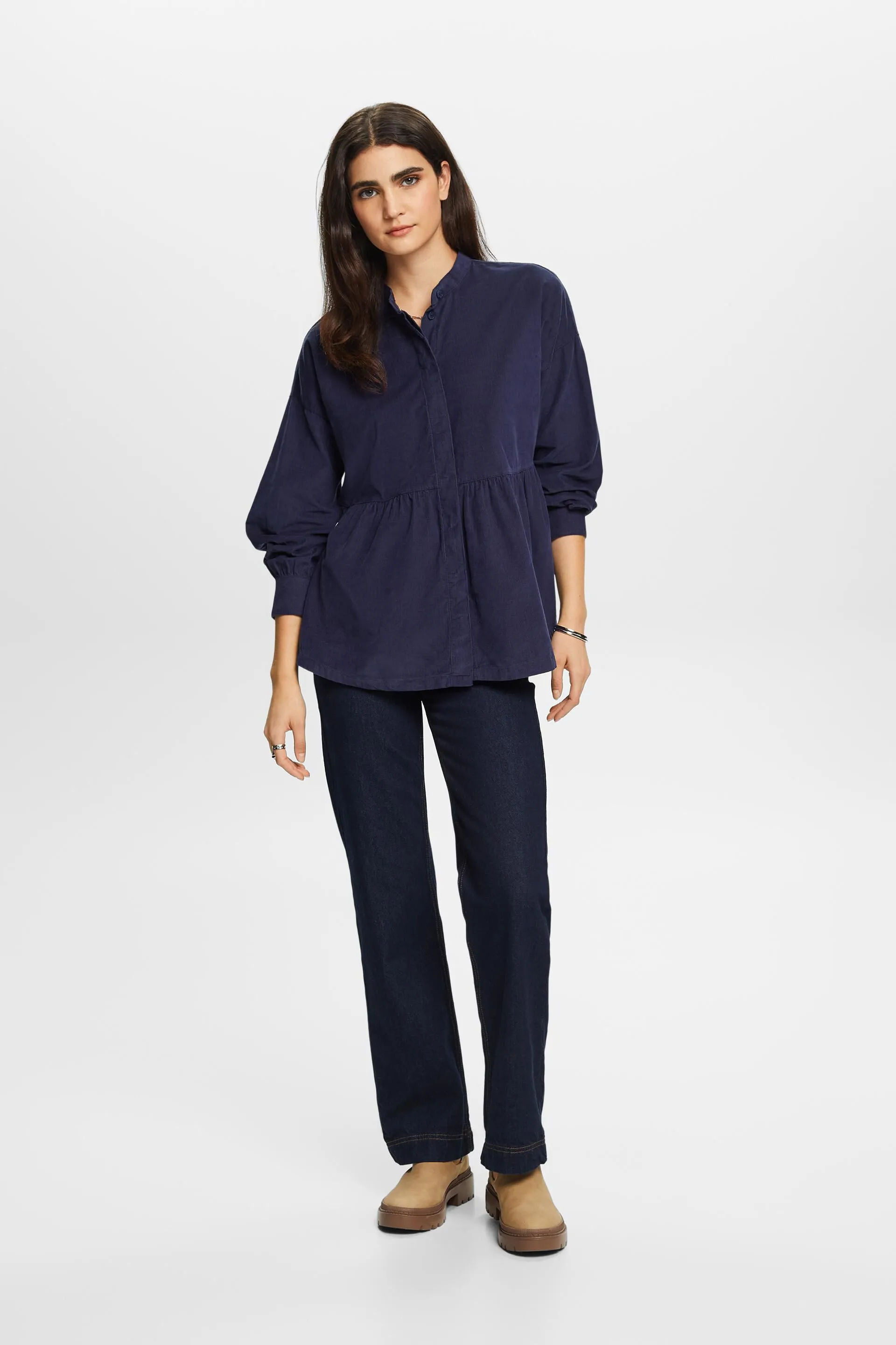 Blusa in velluto con balza