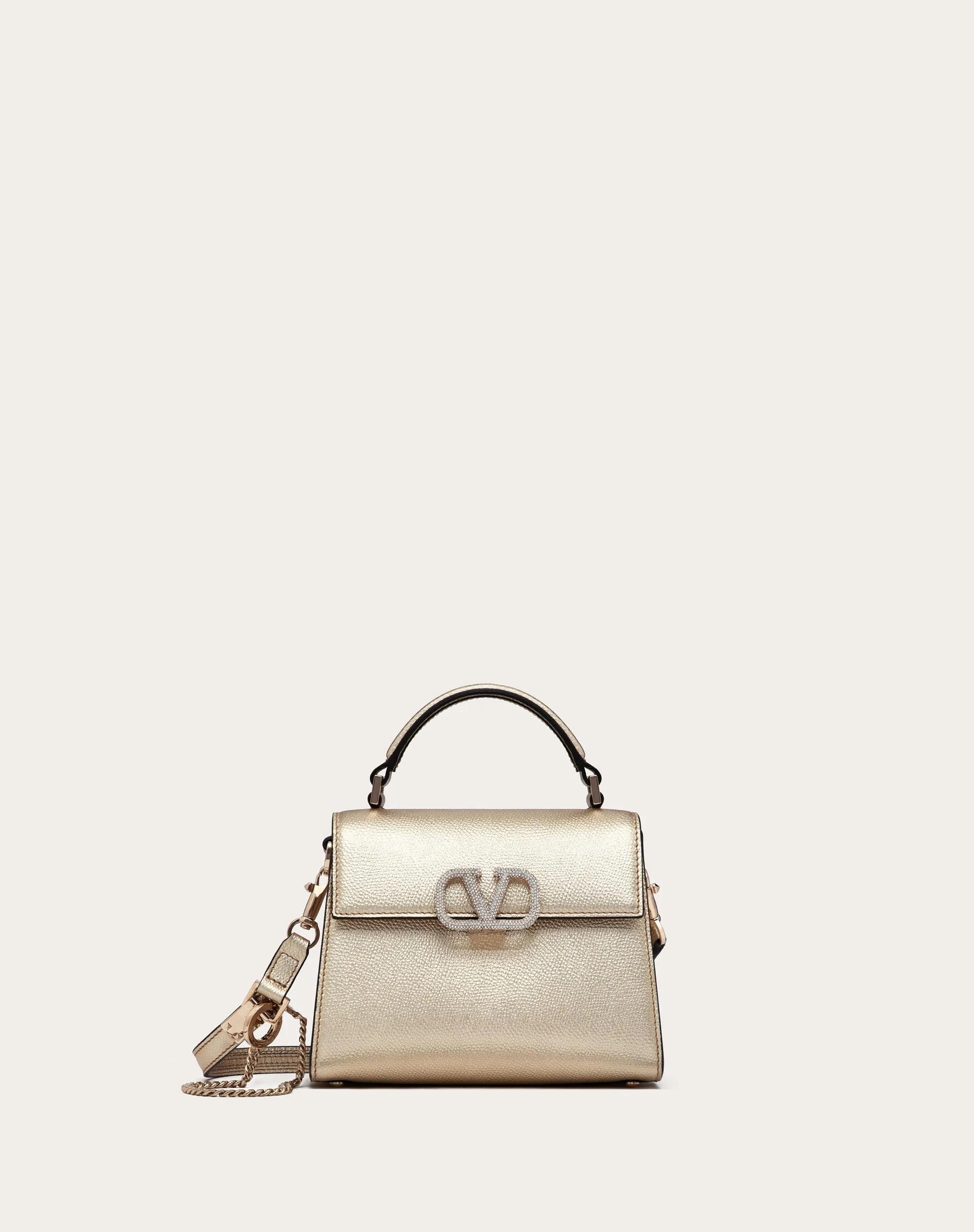 BORSA A MANO MINI VSLING IN VITELLO GRANATO METALLIZZATO