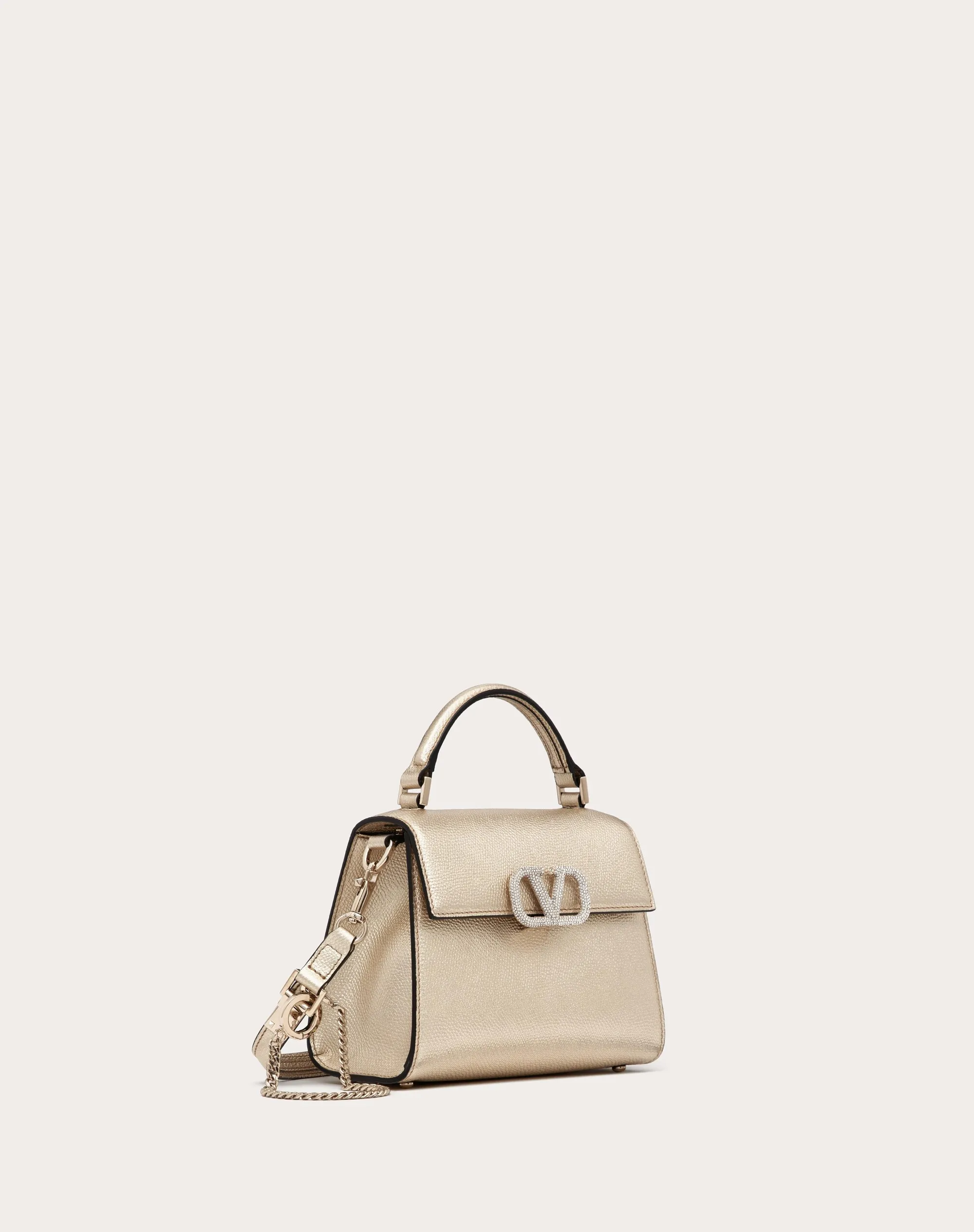 BORSA A MANO MINI VSLING IN VITELLO GRANATO METALLIZZATO