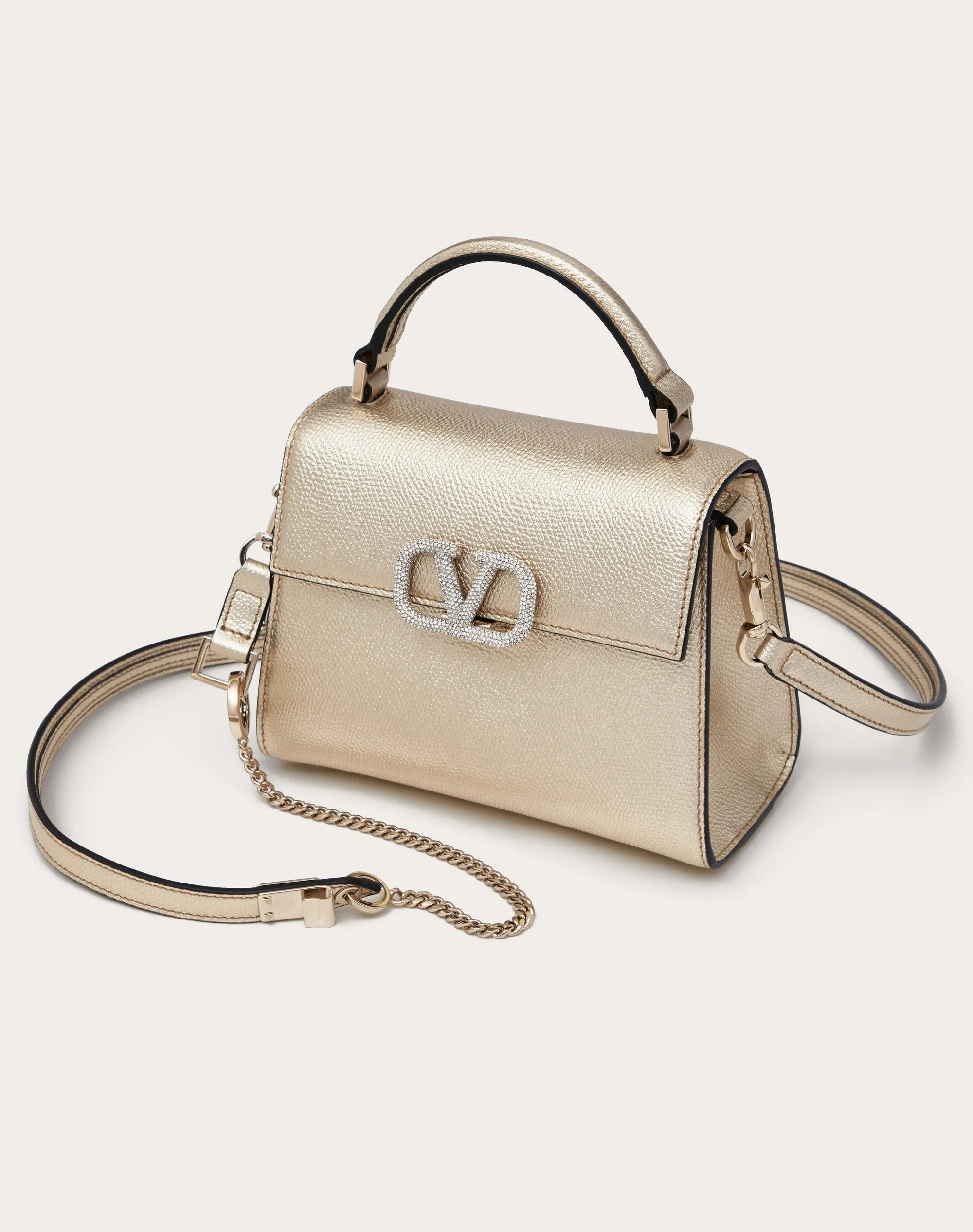 BORSA A MANO MINI VSLING IN VITELLO GRANATO METALLIZZATO