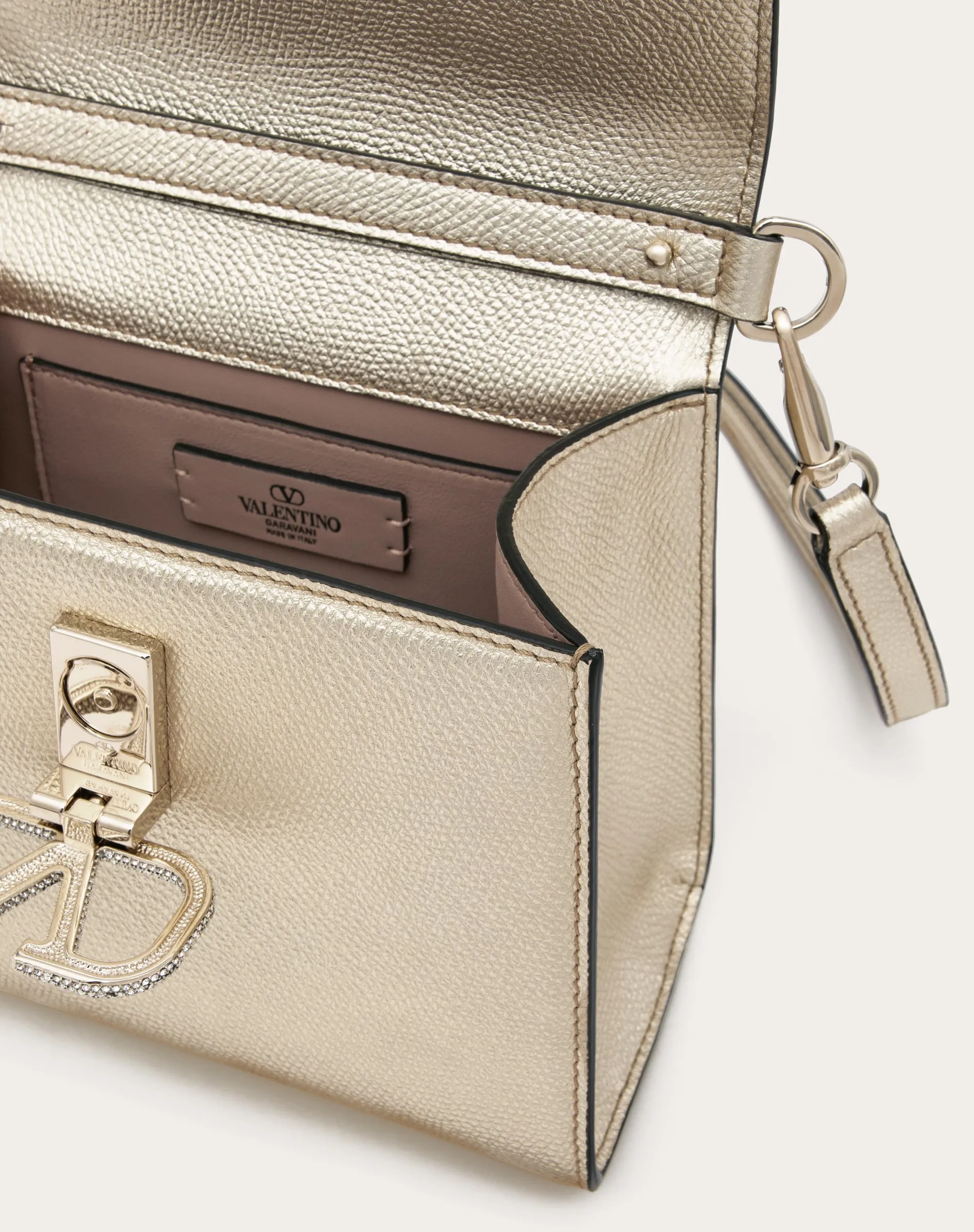 BORSA A MANO MINI VSLING IN VITELLO GRANATO METALLIZZATO