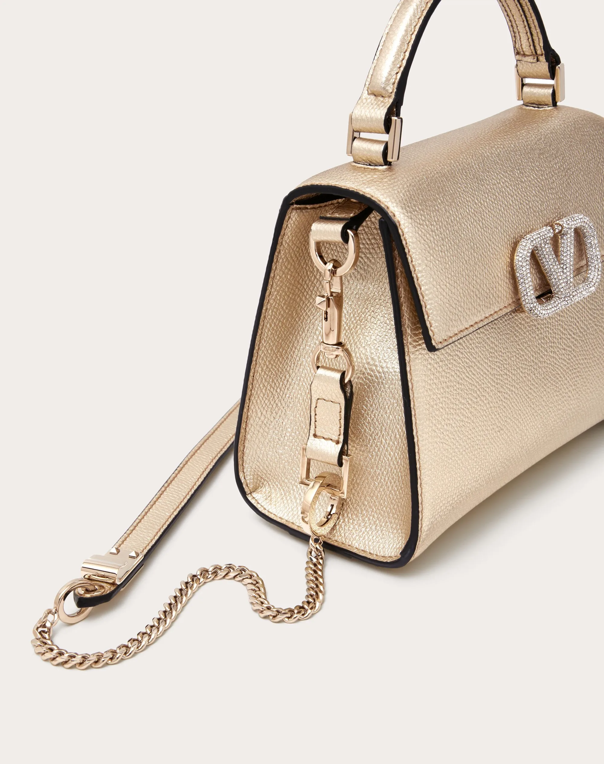 BORSA A MANO MINI VSLING IN VITELLO GRANATO METALLIZZATO
