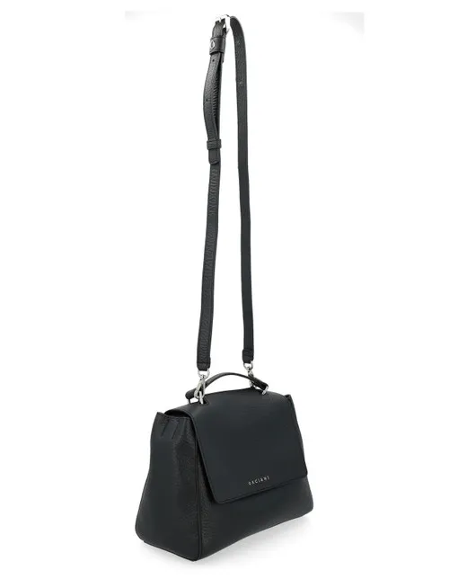 Borsa a mano Orciani Sveva Small in pelle martellata nera