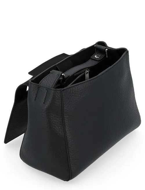 Borsa a mano Orciani Sveva Small in pelle martellata nera