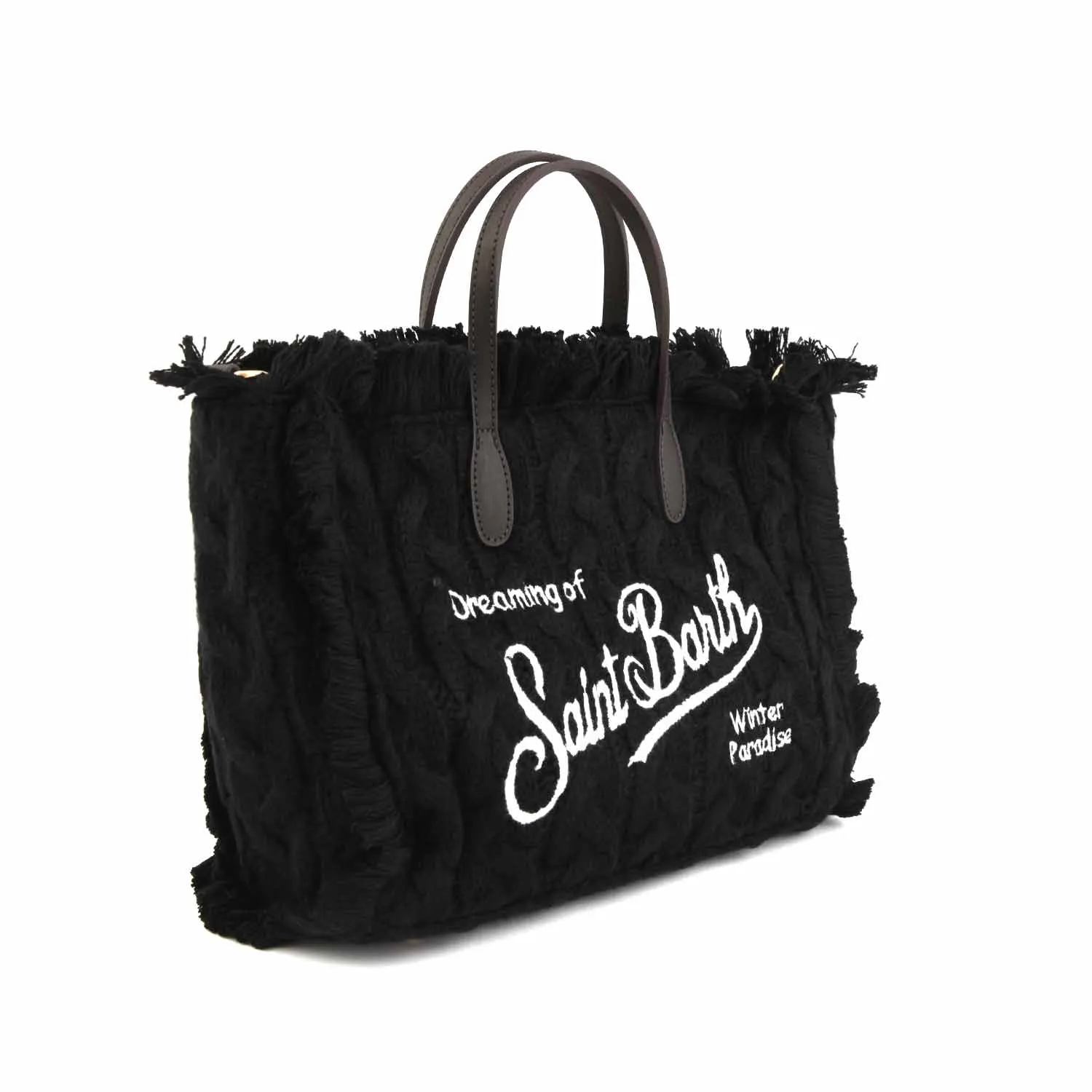 Borsa Colette Nera A Trecce Con Loghi Bianchi