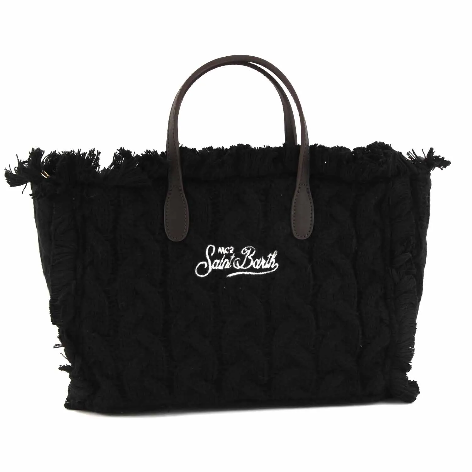 Borsa Colette Nera A Trecce Con Loghi Bianchi