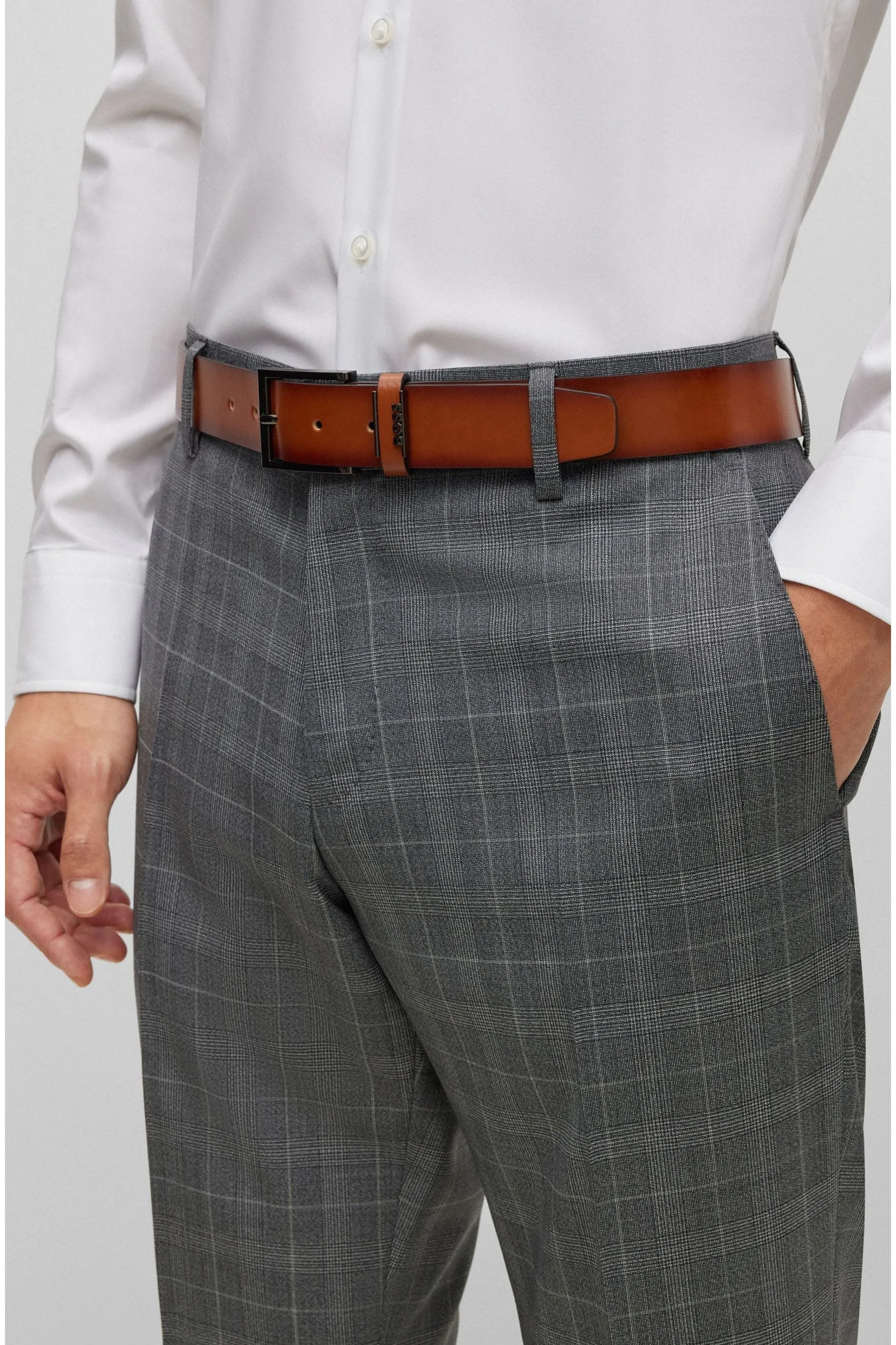 BOSS - Cintura in pelle italiana con logo