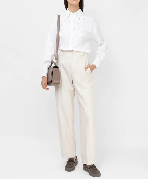 Brunello Cucinelli Pantaloni in lana beige chiaro MB026P7795