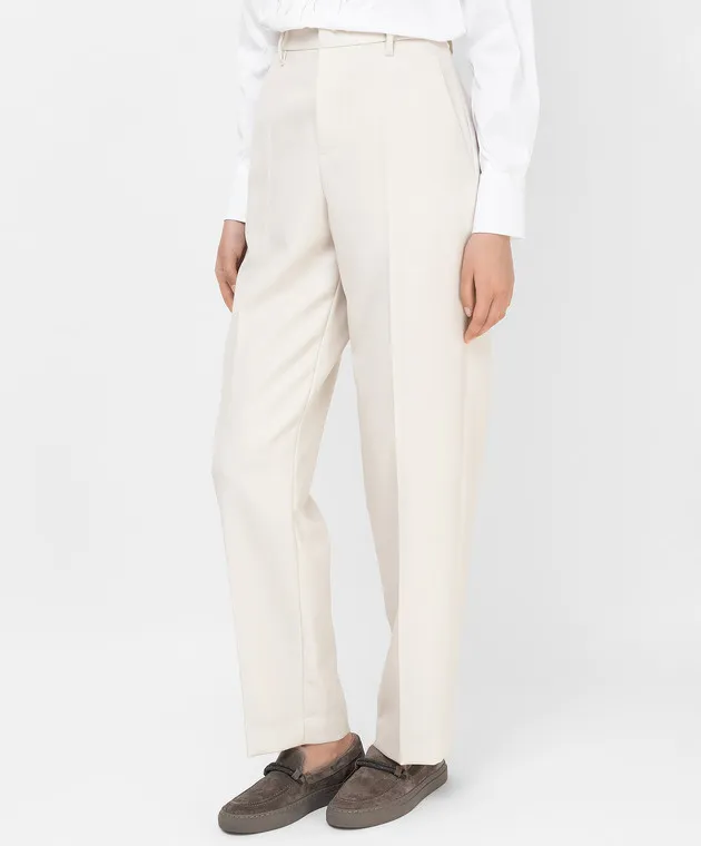 Brunello Cucinelli Pantaloni in lana beige chiaro MB026P7795