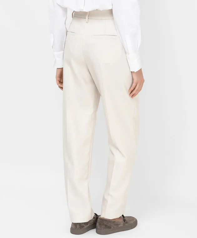 Brunello Cucinelli Pantaloni in lana beige chiaro MB026P7795