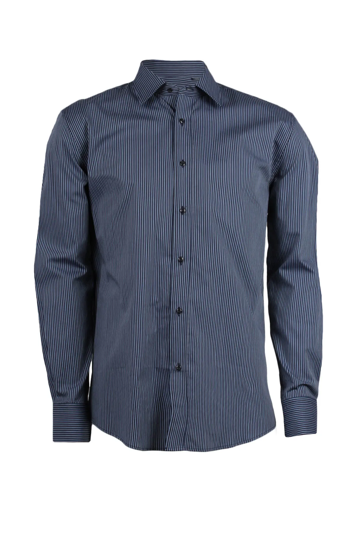 Camicia da uomo rigata in cotone collo classico