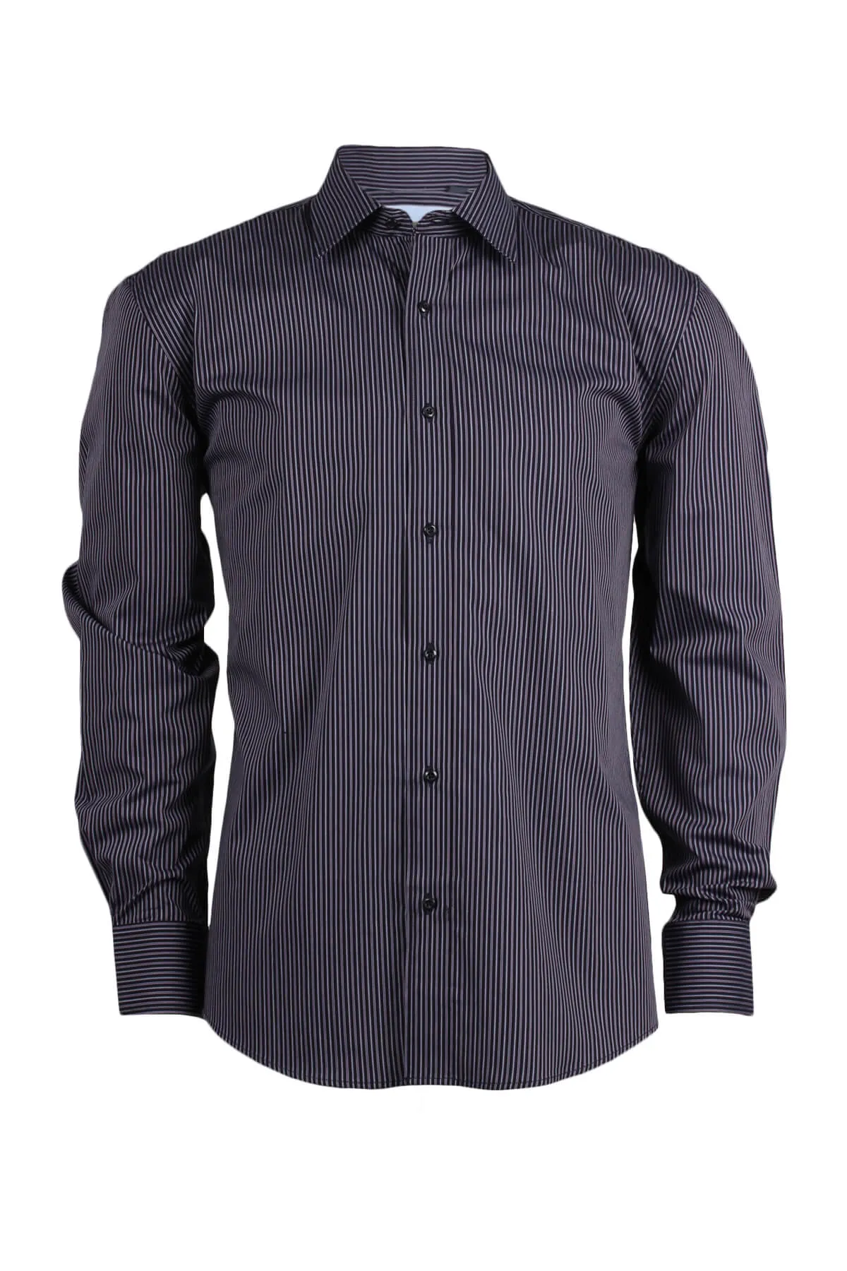 Camicia da uomo rigata in cotone collo classico