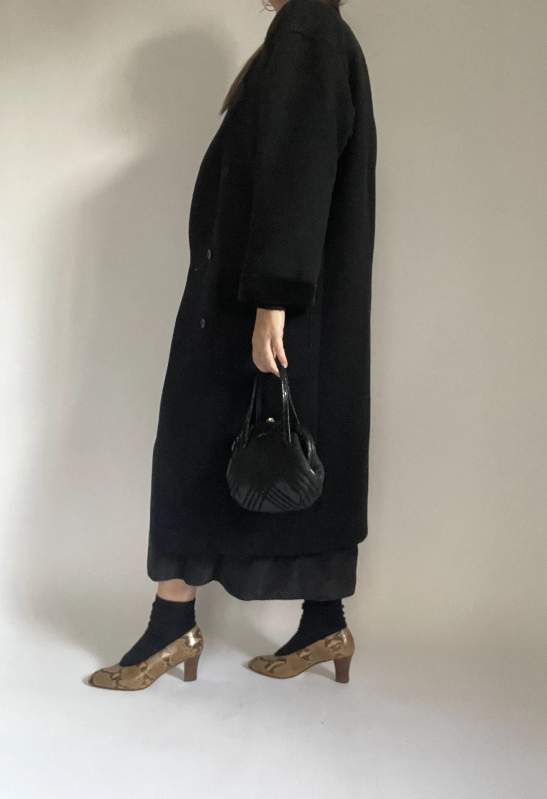 Cappotto nero in lana e alpaca Ungaro vintage anni ’80
