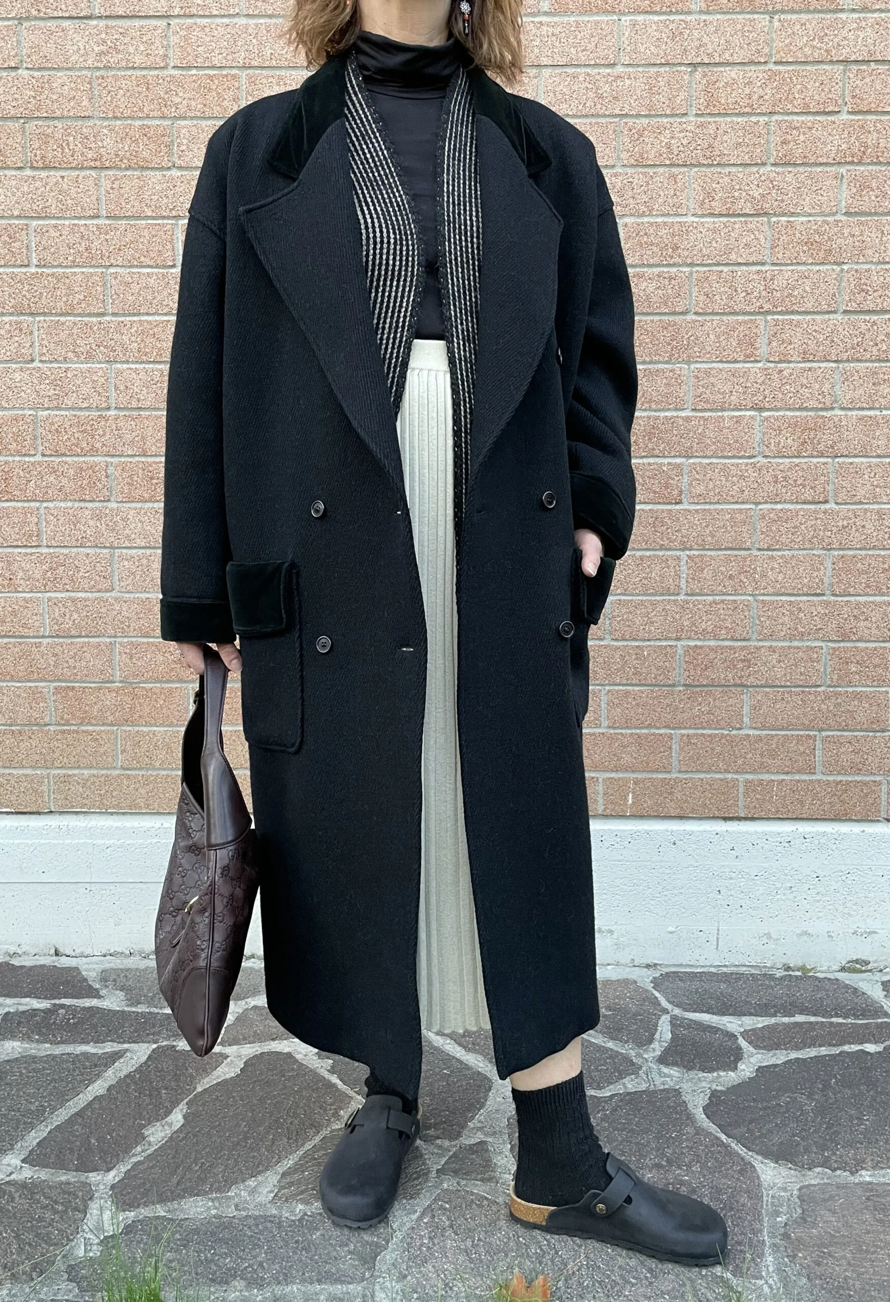 Cappotto nero in lana e alpaca Ungaro vintage anni ’80