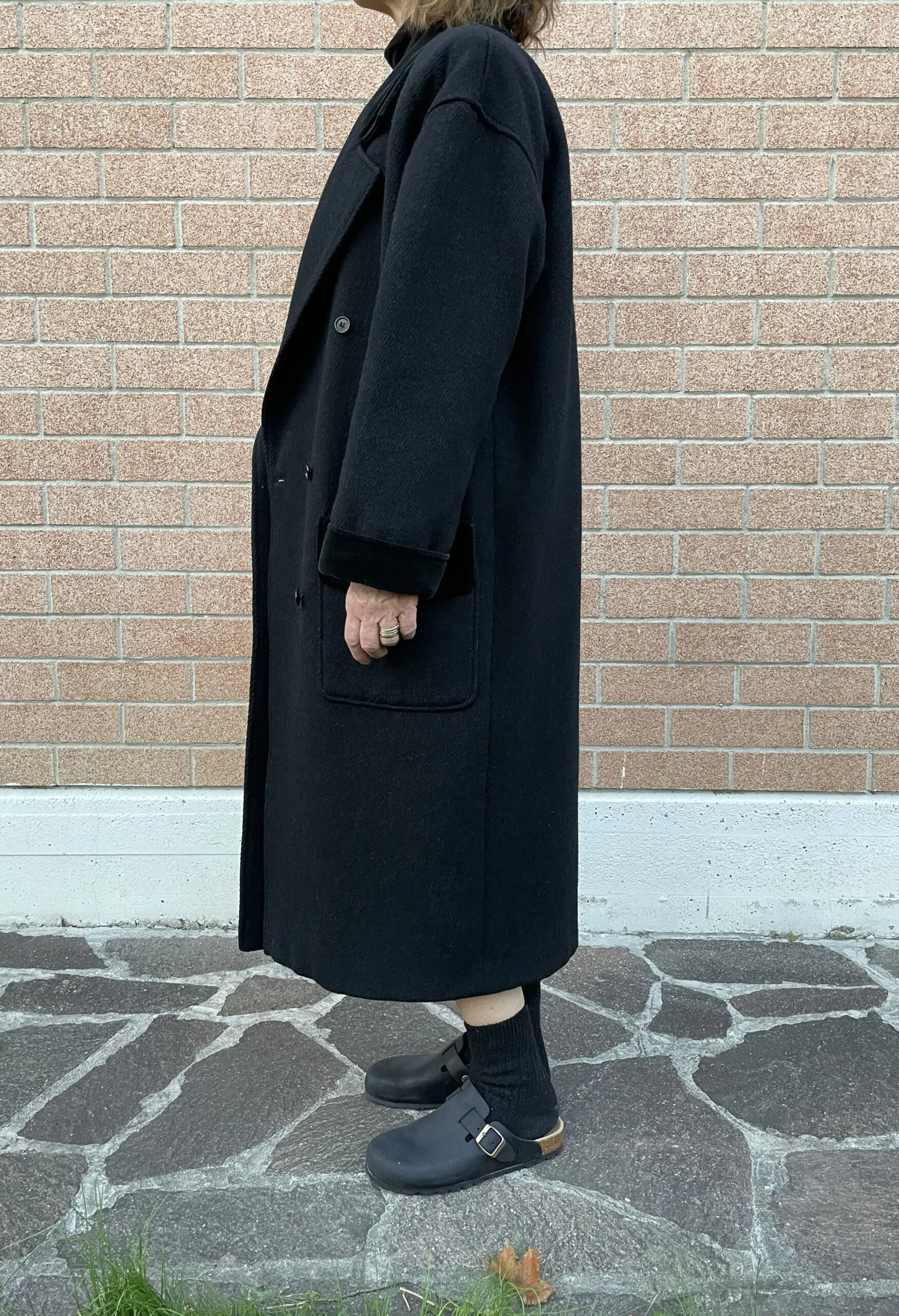 Cappotto nero in lana e alpaca Ungaro vintage anni ’80