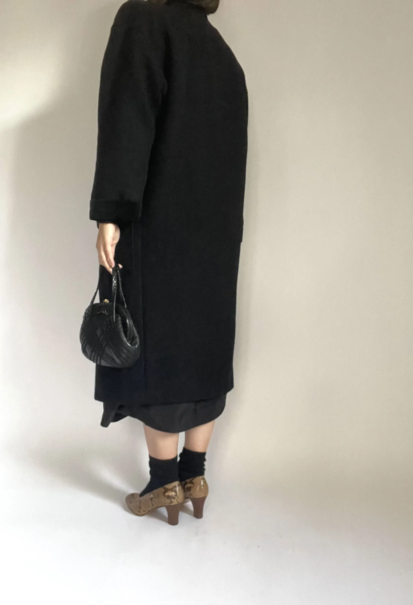 Cappotto nero in lana e alpaca Ungaro vintage anni ’80