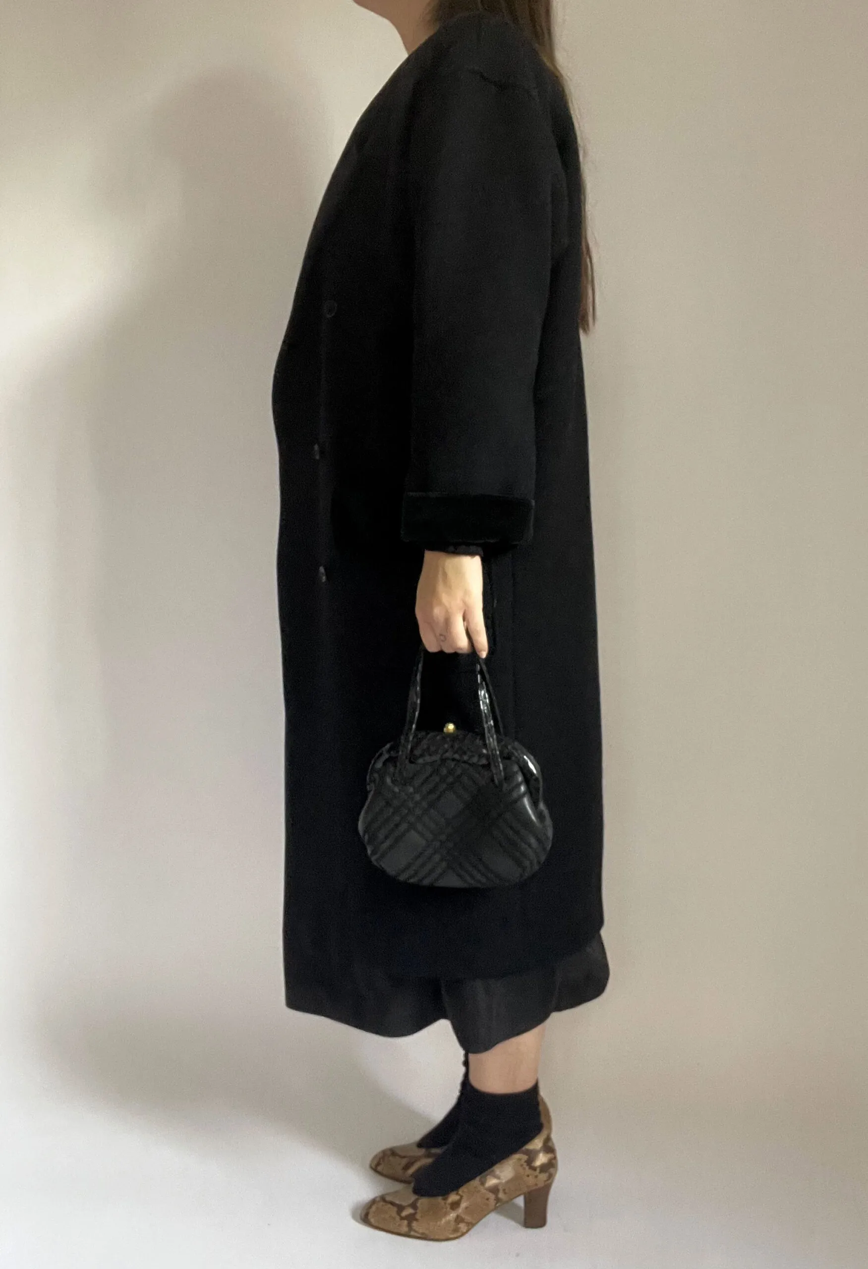 Cappotto nero in lana e alpaca Ungaro vintage anni ’80