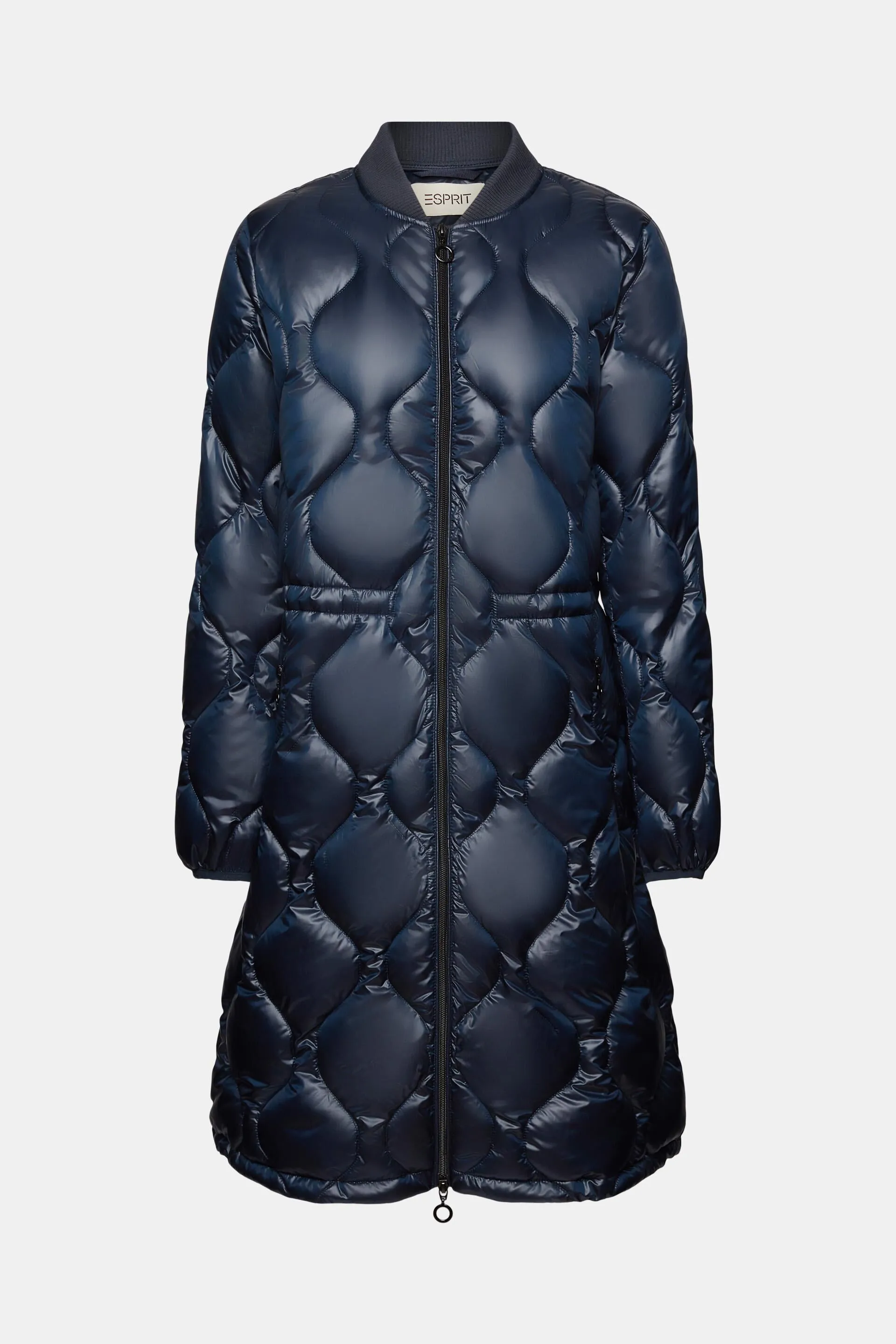Cappotto trapuntato con colletto in maglia a coste