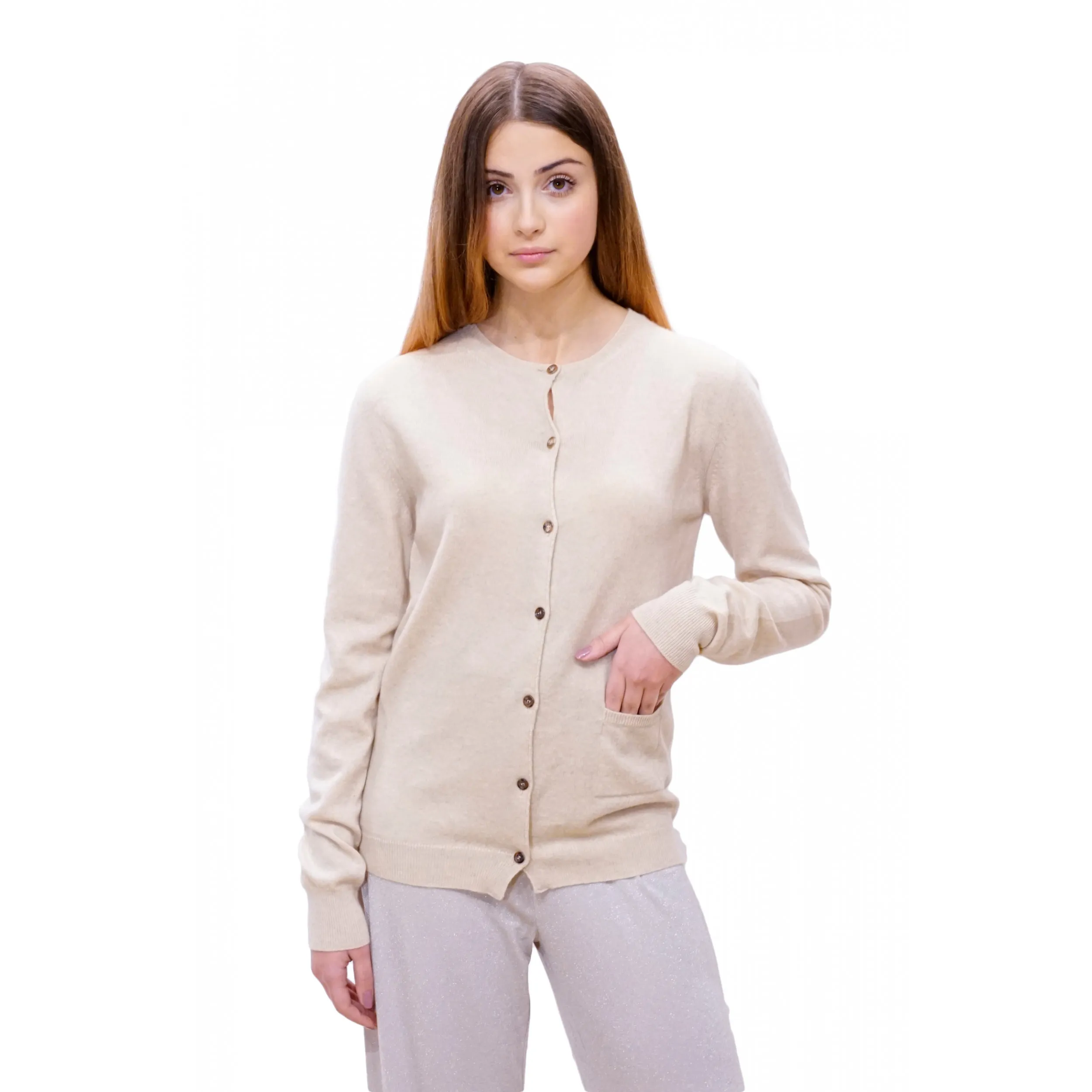 Cardigan in cashmere con tasca