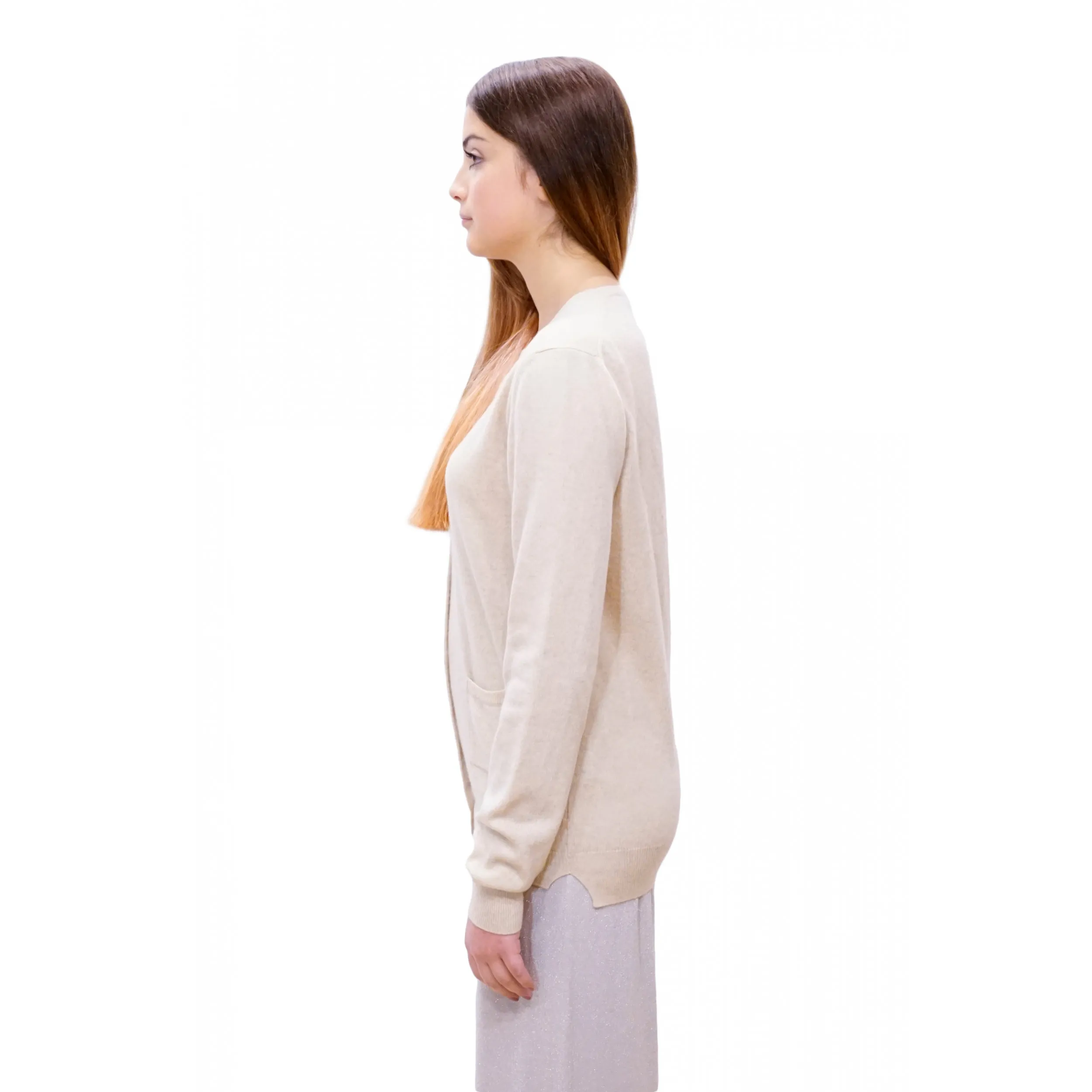 Cardigan in cashmere con tasca