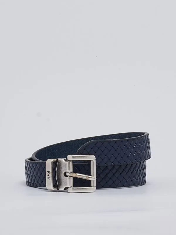 Cintura bambino Fay in pelle intrecciata Blu