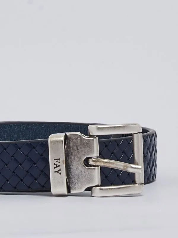 Cintura bambino Fay in pelle intrecciata Blu