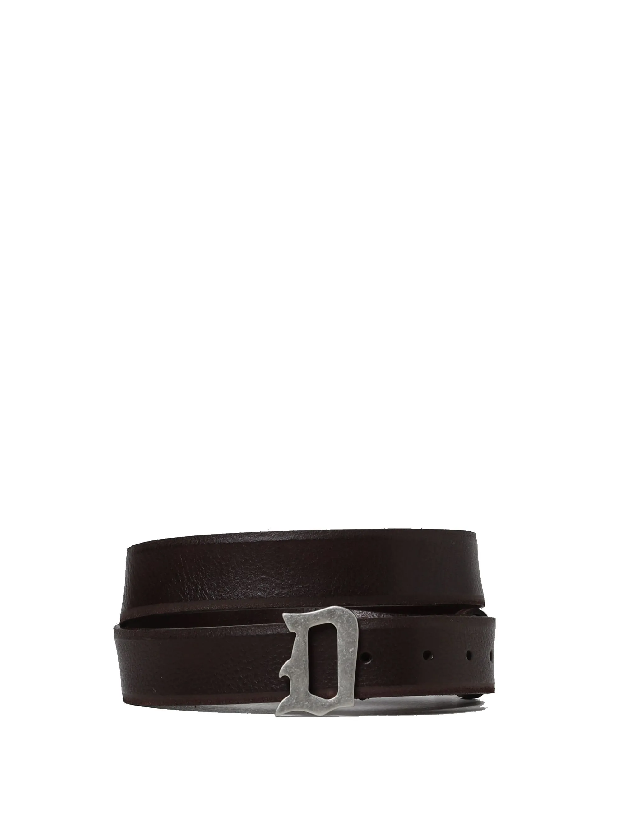 CINTURA MARRONE IN PELLE MARTELLATA